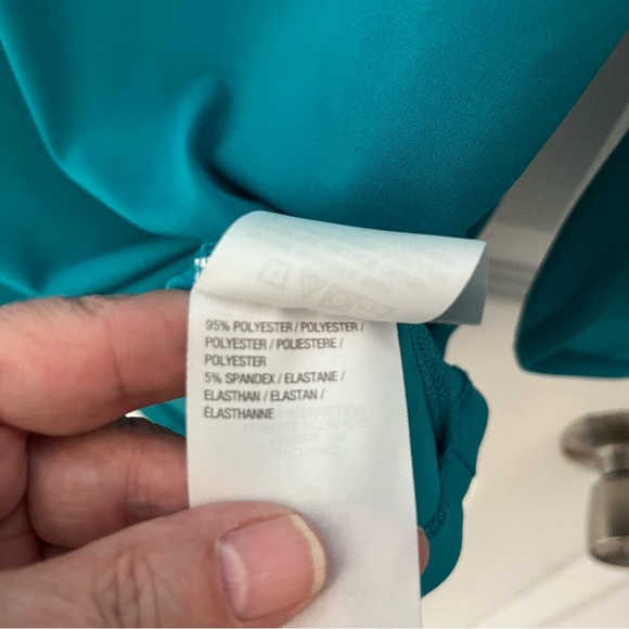 Susan Graver Plus Turquoise V-Neck Blouse with Ring Detail - Picture 6 of 6